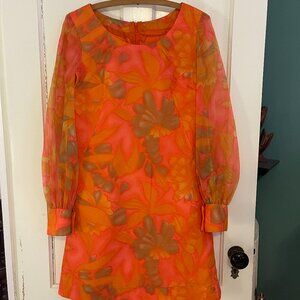 Incredible Handmade Vintage 1960s A Line Dress! Size 4